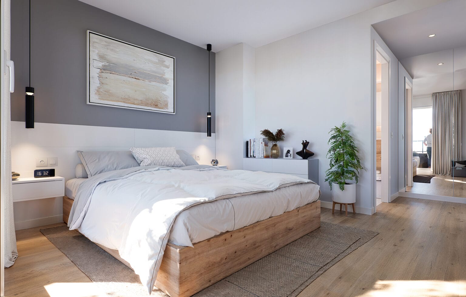 Dormitorio principal de vivienda nueva en Zaragoza